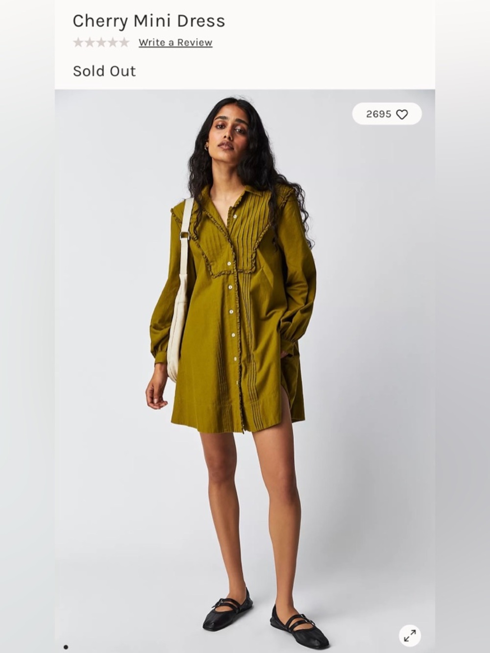 Free People Cherry Mini Dress in Green Moss- NWT XS